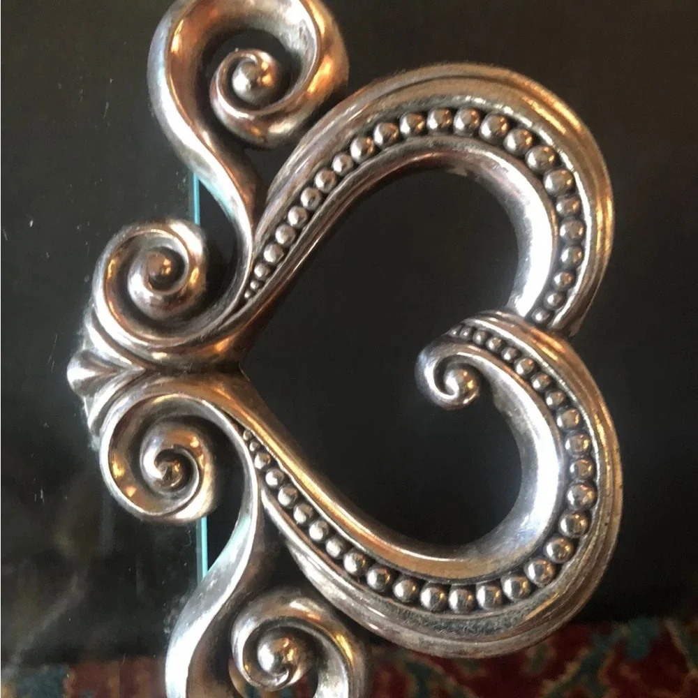 BRIGHTON MARIE ANTOINETTE Silver Heart Beveled GLASS VANITY‎ TRAY 18
